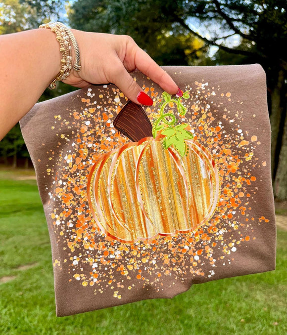 Brushstroke Pumpkin Autumn Fall Graphic Tee-Comfort Colors