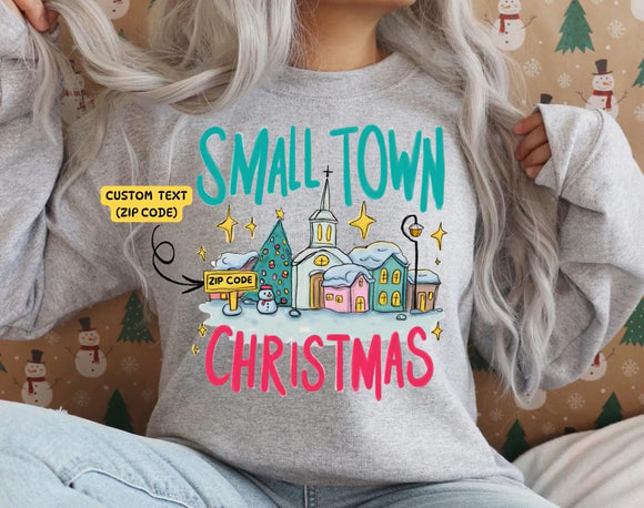 WS Personalized Small Town Christmas Sweatshirt with Zip Code