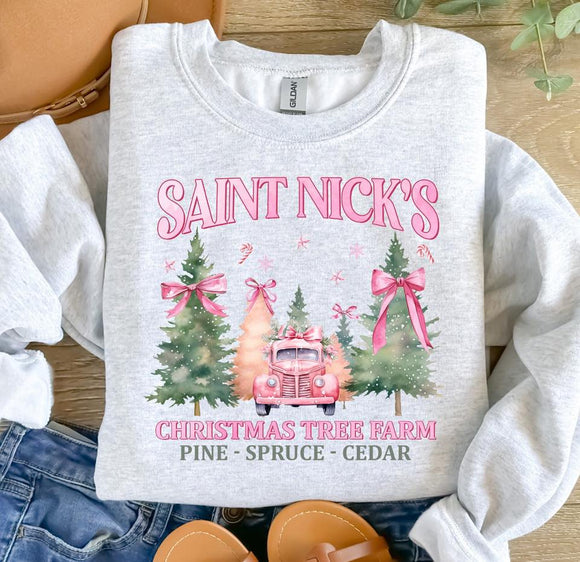 WS Preppy Christmas Tree Farm Graphic Holiday Pullover Sweatshirt