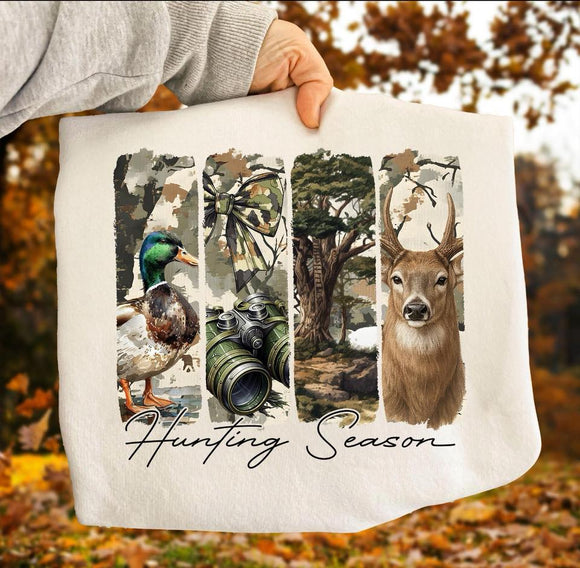 Deer Duck Hunting Season Graphic Camo T Shirt for Her