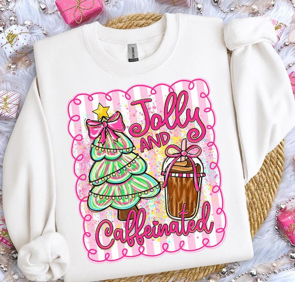 Stay Jolly & Caffeinated Christmas Graphic Sweatshirt