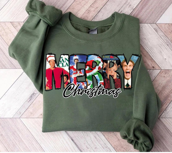WS Merry Christmas Movie Themed Holiday Graphic Sweatshirt
