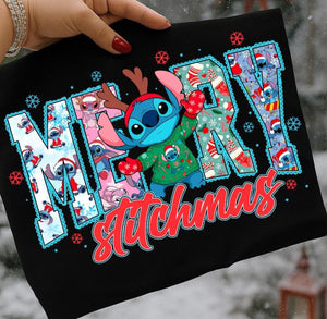 WS Merry Stitchmas Holiday T Shirt in Black