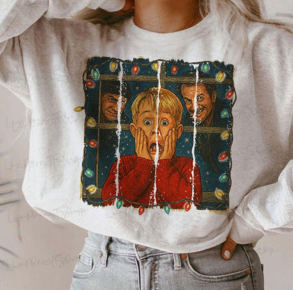WS Christmas Movie Home Alone Kevin Graphic Sweatshirt