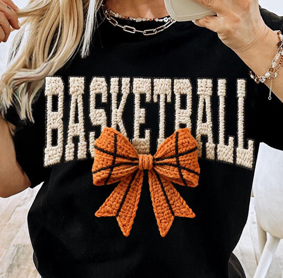 WS Basketball Faux Embroidery Graphic T Shirt Spirit Wear Team Apparel