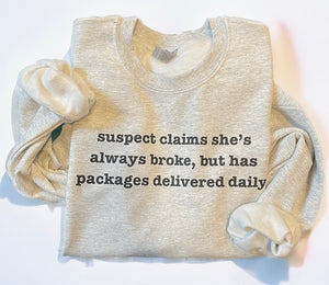 Wholesale Suspect Challenge Sweatshirt Packages delivered daily-ash