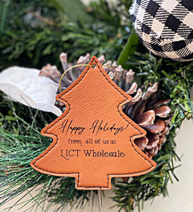 Wholesale | 10 PCs | Happy Holidays Boutique Ornament Christmas Tree Leatherette