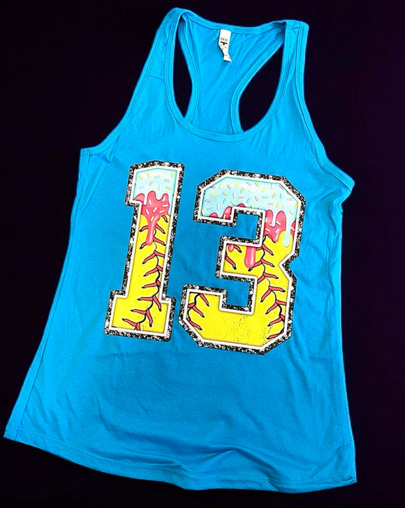 Custom Number Drip Tank – Baseball & Softball Edition