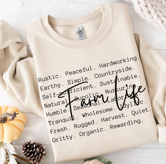 Wholesale Farm Life Country Living Sweatshirt- Sand