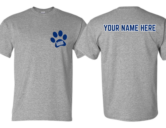 MHS Small Paw T Shirt Sport Gray - Youth & Adult