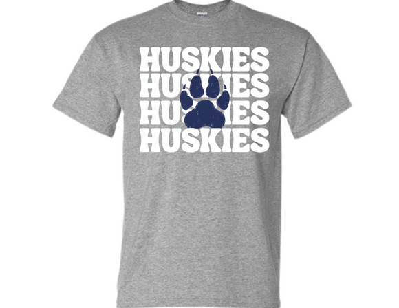 MHS Huskies Repeat T Shirt Sport Gray - Youth & Adult