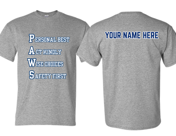 MHS P.A.W.S T Shirt Sport Gray - Youth & Adult