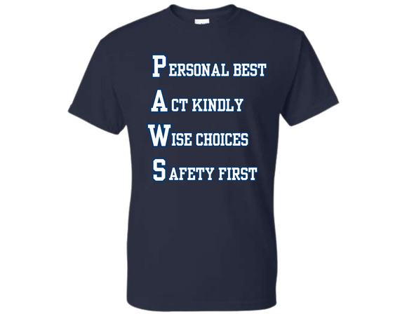 MHS P.A.W.S T Shirt Navy - Youth & Adult