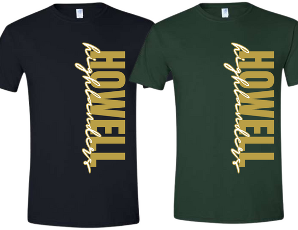 HOW Howell Highlanders Vertical T Shirt Youth & Adult