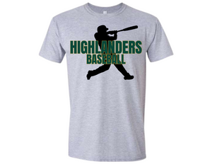 HOW Highlanders Baseball with Player Sport Gray T Shirt Youth & Adult