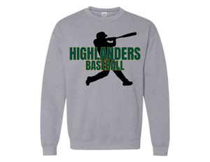 HOW Highlanders Baseball with Player Sport Gray Sweatshirt Youth & Adult