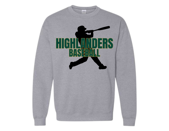 HOW Highlanders Baseball with Player Sport Gray Sweatshirt Youth & Adult
