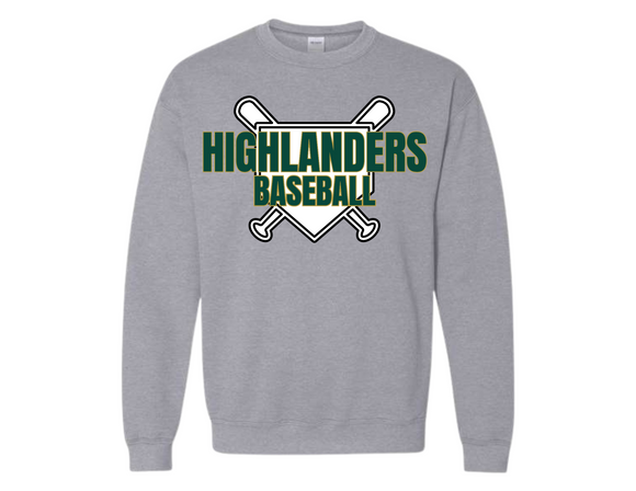 HOW Highlanders Baseball with Plate Sport Gray Sweatshirt Youth & Adult