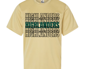 HOW Highlanders Vegas Gold Performance T Shirt Youth & Adult