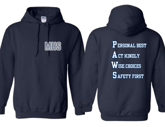 MHS MHS P.A.W.S. Hoodie Navy - Youth & Adult