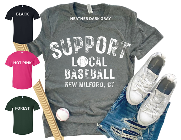 NMYBBSB Support Local Baseball New Milford, CT Cotton Blend T Shirt Youth & Adult