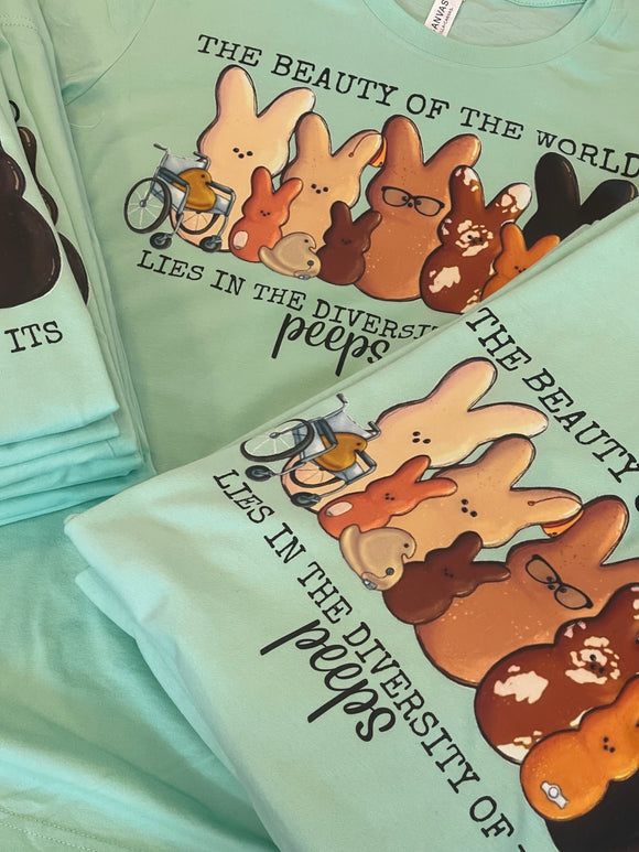 Easter Peeps Inclusive Diversity T Shirt - Mint
