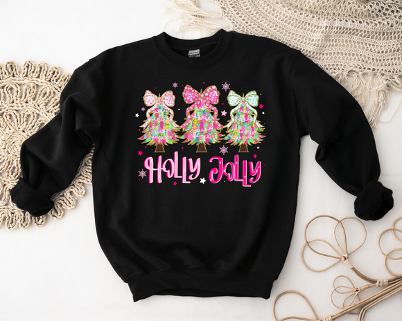 Wholesale Holly Jolly Sparkly Christmas Sweatshirt Black