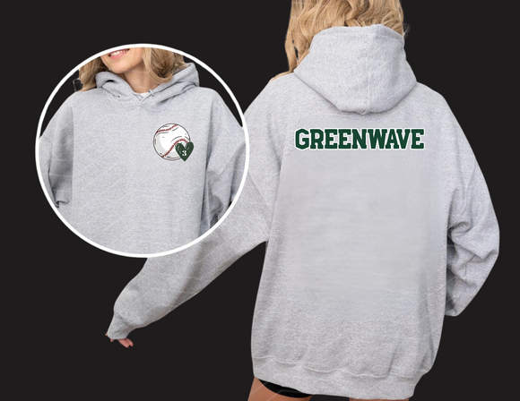 NMYBBSB Custom Team Name Heart Baseball Number ON FRONT Hoodie - Adult & Youth (Copy)