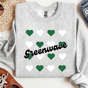 New Milford Greenwave Valentine Heart Sweatshirt - Ash