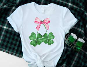 Wholesale St Patick's Clover Shamrock Cherry Bow T Shirt