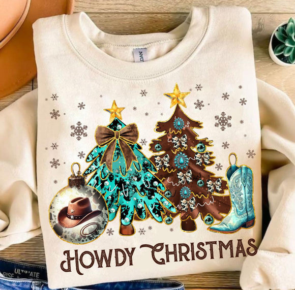 Wholesale Howdy Christmas Western Sweatshirt Sand.