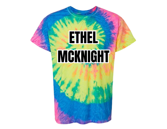 EMK Tie Dye T Shirt Neon Rainbow - Ethel McKnight in Black- Youth & Adult
