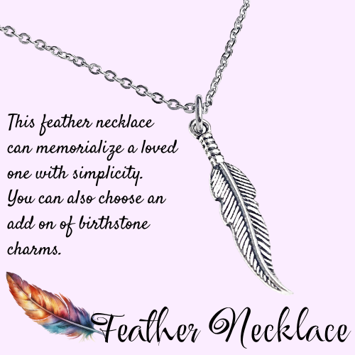 Wholesale Feather Charm Necklace Memorial Jewelry