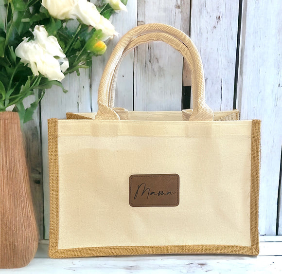 Wholesale Burlap Tote Bag with Custom Patch