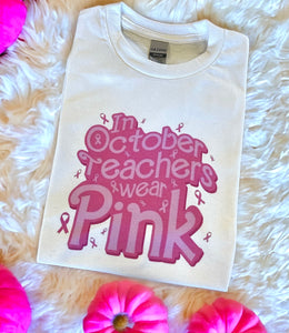 In October teachers wear pink t shirt
