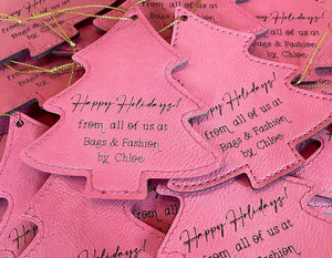 Wholesale pink Happy Holidays Boutique Ornament Christmas Tree Leatherette