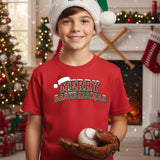 Kids Youth Merry Baseballmas Baseball Christmas Tree T-Shirt