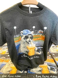 I Live Here Now Racoon Baseball Dark Heather Tultext T Shirt