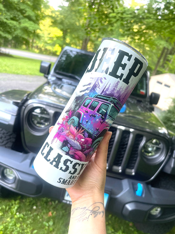 Jeep girl grey tumbler – Custom K Designs