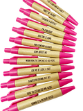 Wholesale |  1 dozen | Mini Pink Eco Engraved Pens - Black Ink
