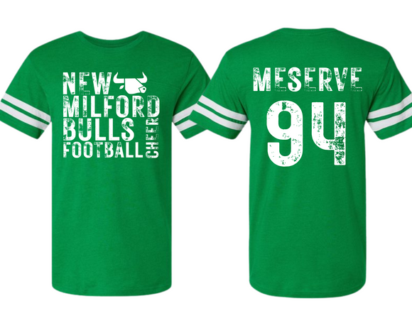 BULL New Milford Bulls Football Cheer Mens Football T - Kelly Green
