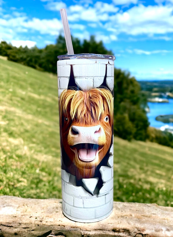 Wholesale | 4 | 3D Cow Coming Out Of Brick 20 oz Tumblers