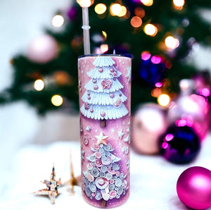 Wholesale | 4 | Pink Christmas Tree Paper Tumblers