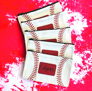 Wholesale Baseball Zip Pouch Bag with Custom Patch