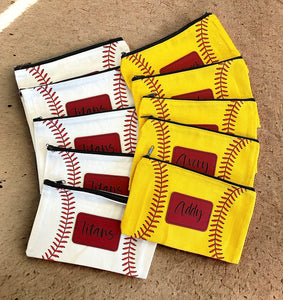 Wholesale |10| Mix of Softball and Baseball Zip Canvas Bags with Patches