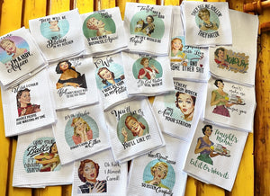 Wholesale | 6 pcs | Assorted Snarky Kitchen Towels Vintage Ladies