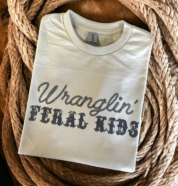 Wholesale Wranglin' Feral Kids Western Country Mom T Shirt