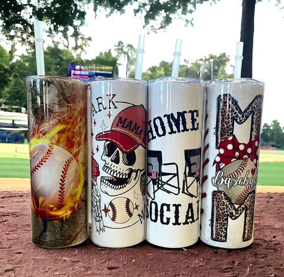Wholesale |4| Baseball Themed 20 oz Drink Cup Tumblers Mom Dad