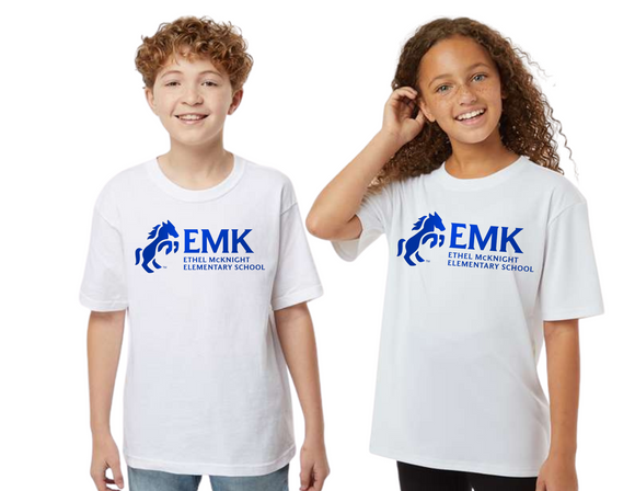 EMK Val-U-T Shirt - Ethel McKnight Logo in Blue- Youth