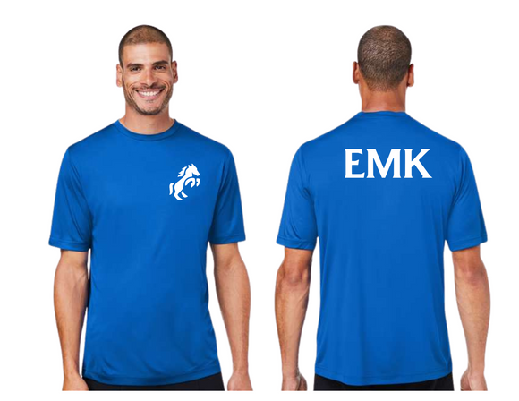 EMK Royal Blue T Shirt - White Mustang Corner Design EMK